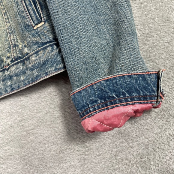 Y2K Polo Jeans Ralph Lauren Denim Jacket Womens XL Sherpa Lined Distressed 2000s - Picture 10 of 16